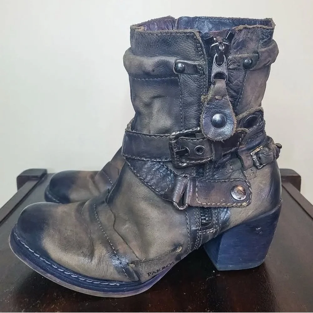 PAKROS Italy Rugged Moto Boots. Black Leather with Cool Metal Chain  EU 41 🇮🇹 - Picture 13 of 15